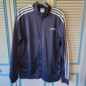 Adidas Navy & White Zip Up Track Jacket